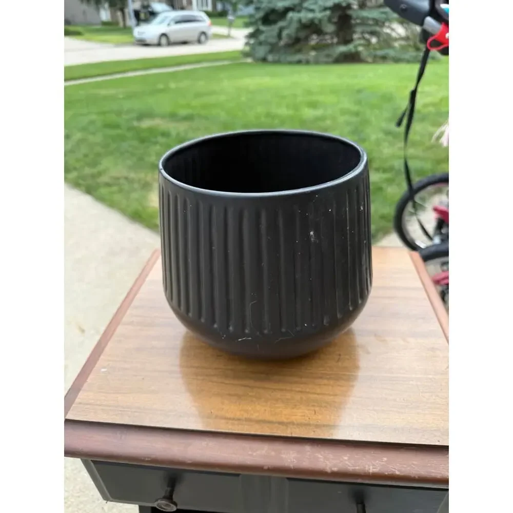 Sleek Black Modern Ceramic Planter